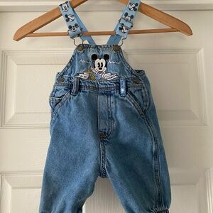 Mickey & Co. Vintage Disney Mickey Mouse Denim overalls • 90s Kids • Embroidered